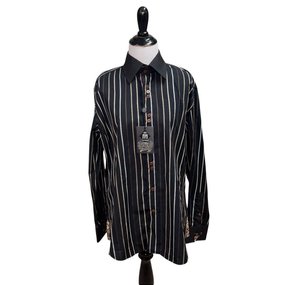 TM Exposure Men's M Medium Button Down Shirt Retro Lok Striped NWT Western Shirt